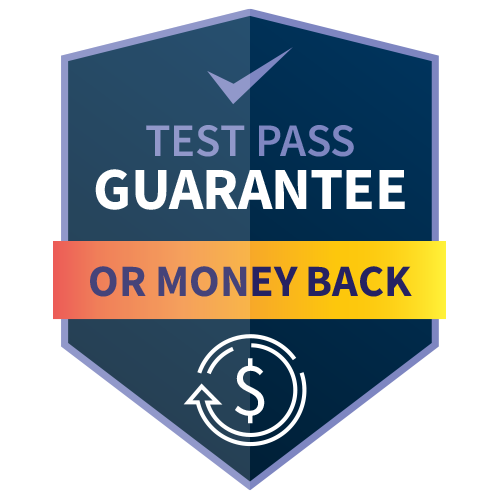 Test pass guarantee or money back badge