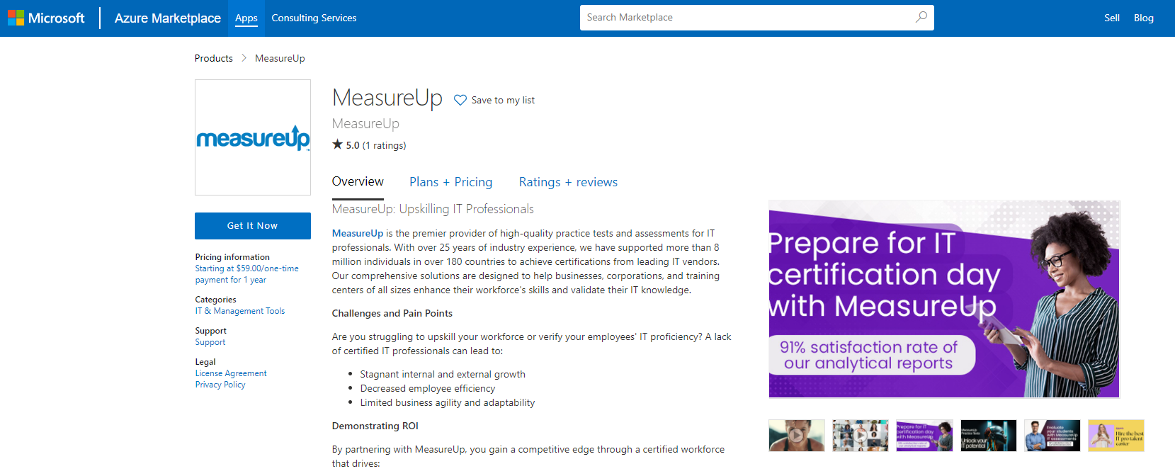 MeasureUp Store on Microsoft Azure Marketplace